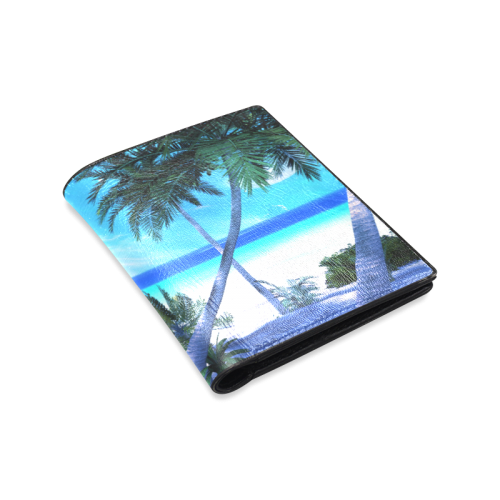 Awesome view over the ocean with ship Men's Leather Wallet (Model 1612)