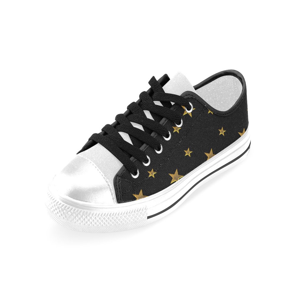 Twinkle Twinkle Little Star Gold Stars on Black Men's Classic Canvas Shoes (Model 018)