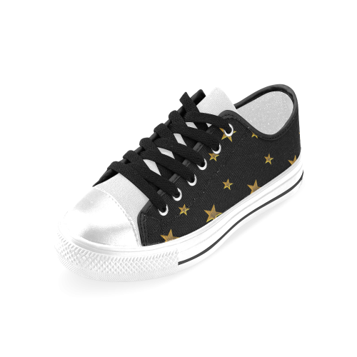 Twinkle Twinkle Little Star Gold Stars on Black Men's Classic Canvas Shoes (Model 018)