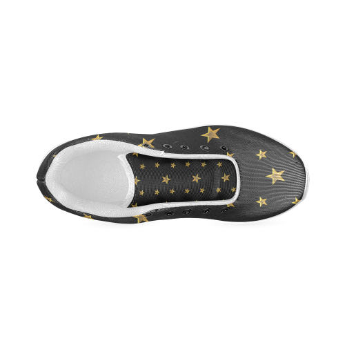 Twinkle Twinkle Little Star Gold Stars on Black Men’s Running Shoes (Model 020)