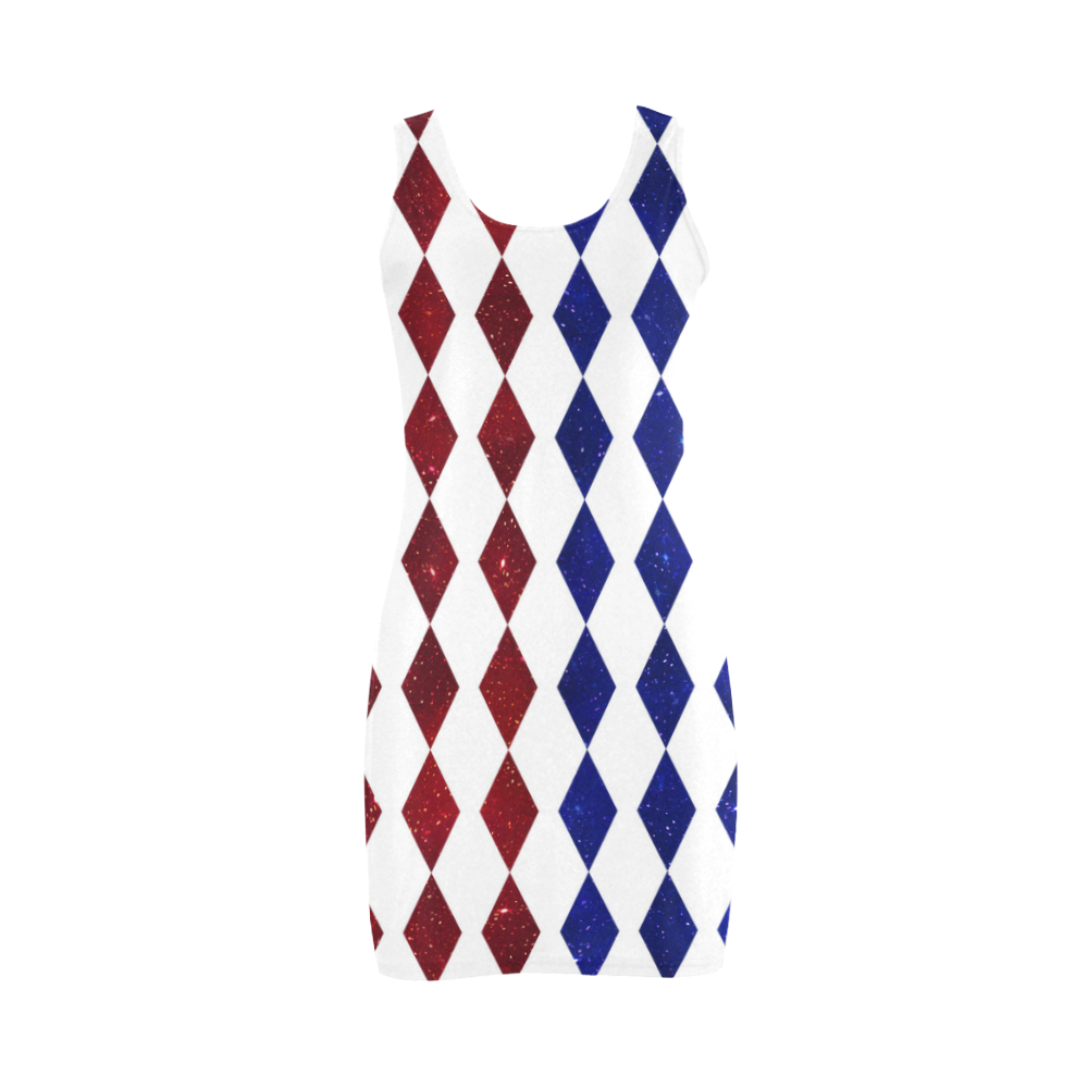 Sparkle Red Blue Harlequin Medea Vest Dress (Model D06)