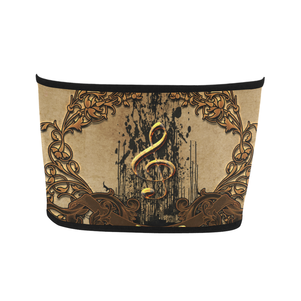 Music, clef with floral elements in rusty metal Bandeau Top