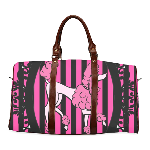poodle in frame black and pink border (Custom) Waterproof Travel Bag/Large (Model 1639)