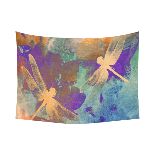 Orange Orange Dragonflies WW Cotton Linen Wall Tapestry 80"x 60"