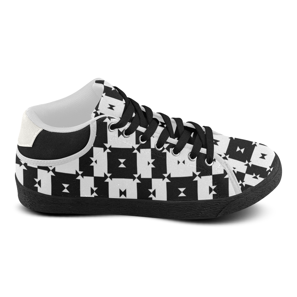 Black and White Check Men's Chukka Canvas Shoes (Model 003) | ID: D527152