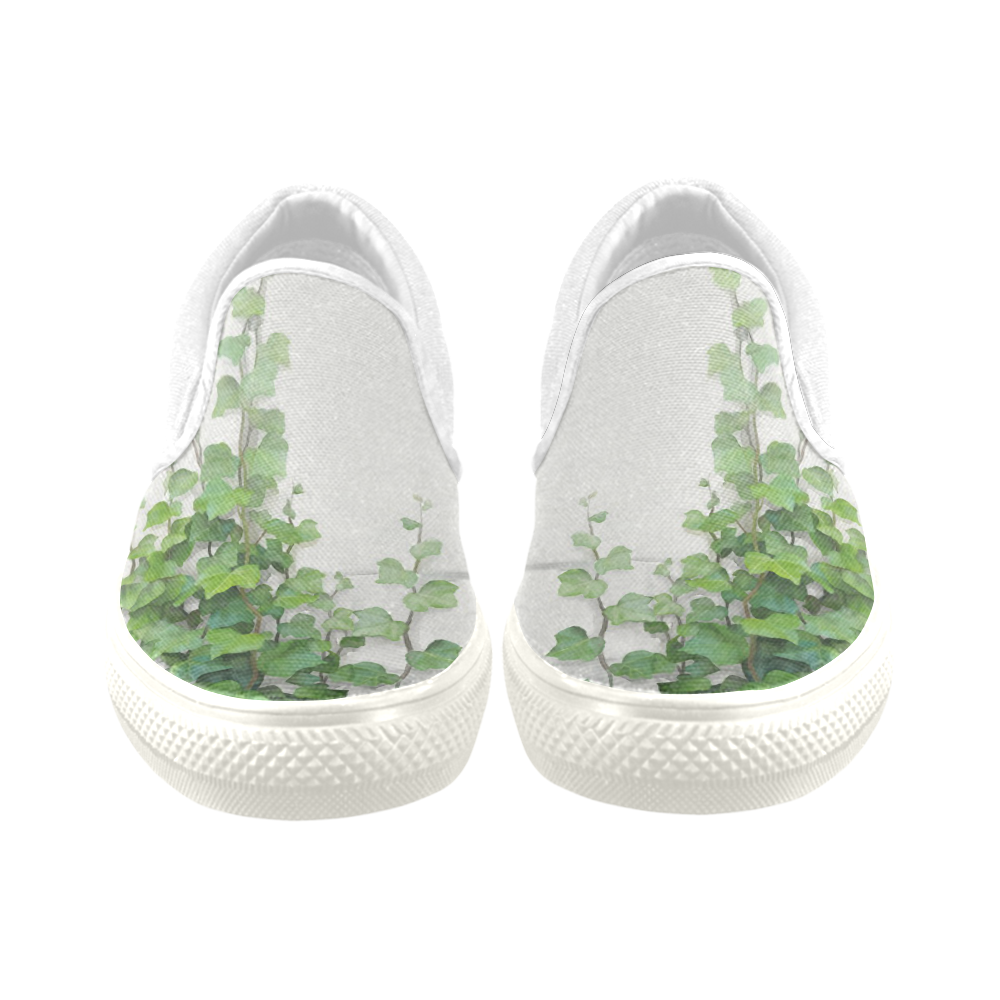 Watercolor Vines, climbing plant Men's Unusual Slip-on Canvas Shoes (Model 019)