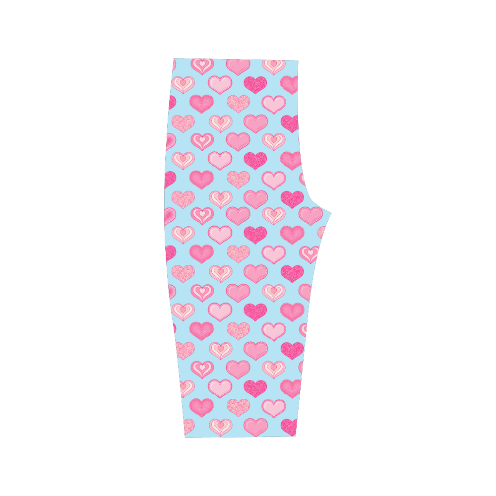 Retro Love Hearts Pattern by ArtformDesigns Hestia Cropped Leggings (Model L03)