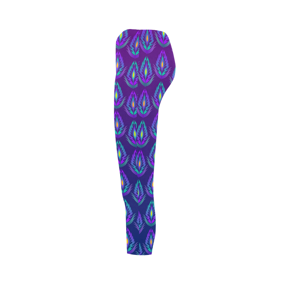 Peacock Feathers Pattern by ArtformDesigns Capri Legging (Model L02)