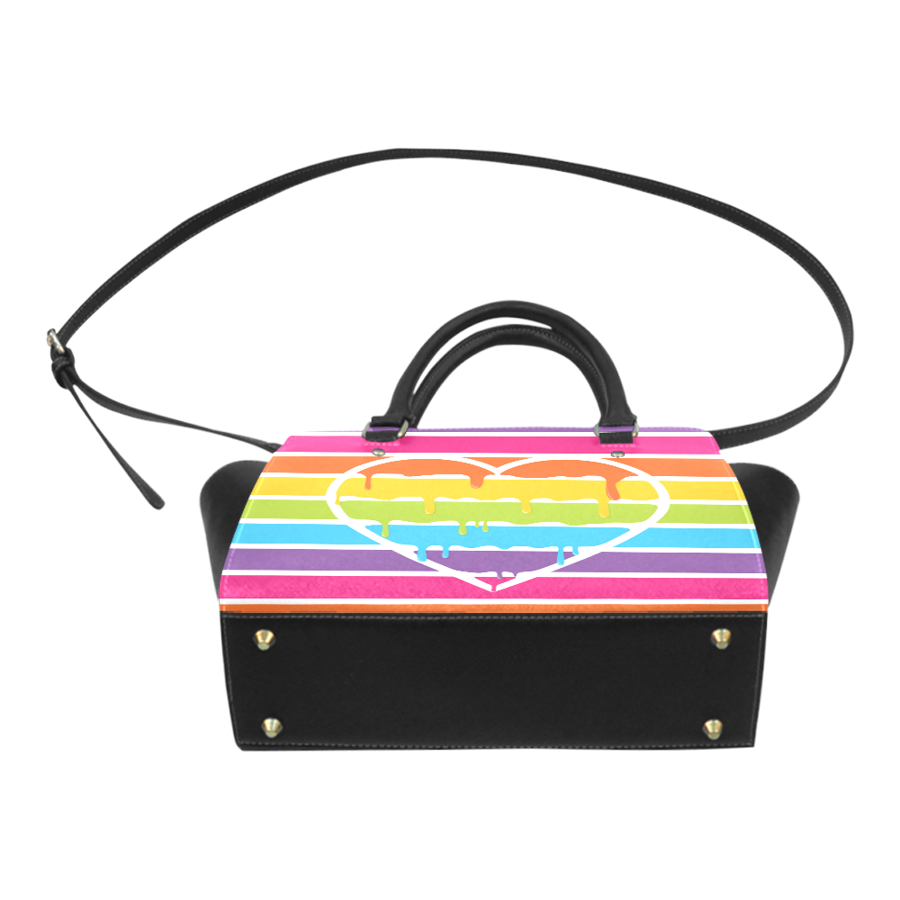 rainbow heart stripes Classic Shoulder Handbag (Model 1653)