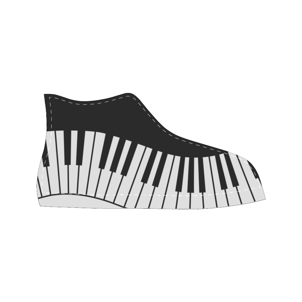 Black and White Music Keyboard by ArtformDesigns Men’s Classic High Top Canvas Shoes (Model 017)