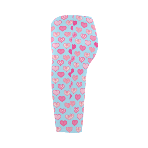 Retro Love Hearts Pattern by ArtformDesigns Hestia Cropped Leggings (Model L03)