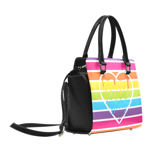 rainbow heart stripes Classic Shoulder Handbag (Model 1653)