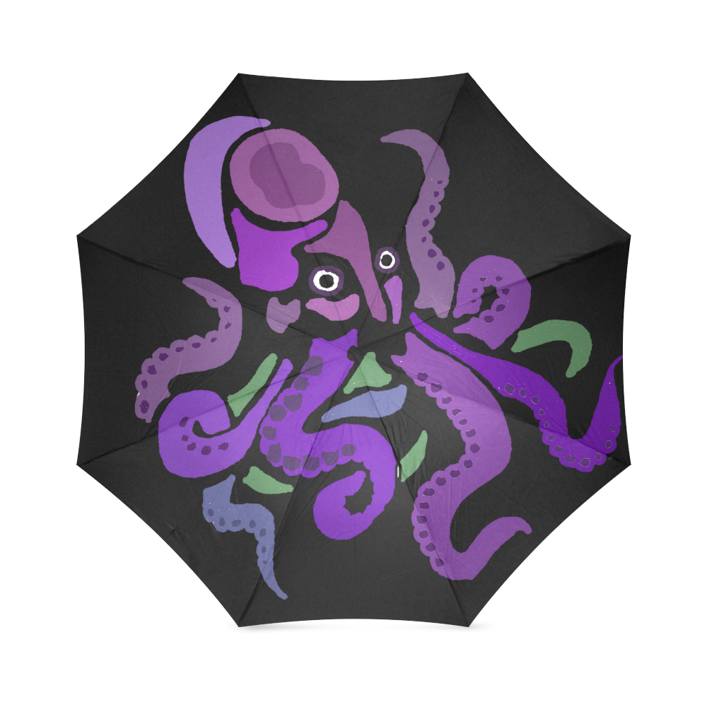Cool Funky Purple Octopus Abstract Art Foldable Umbrella (Model U01)
