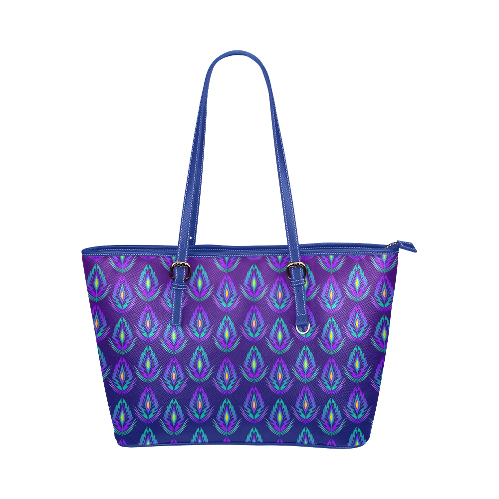 Peacock Feathers Pattern by ArtformDesigns Leather Tote Bag/Small (Model 1651)