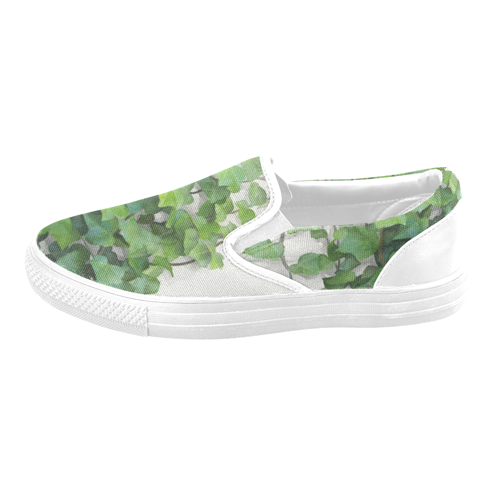 Watercolor Vines, climbing plant Men's Slip-on Canvas Shoes (Model 019)