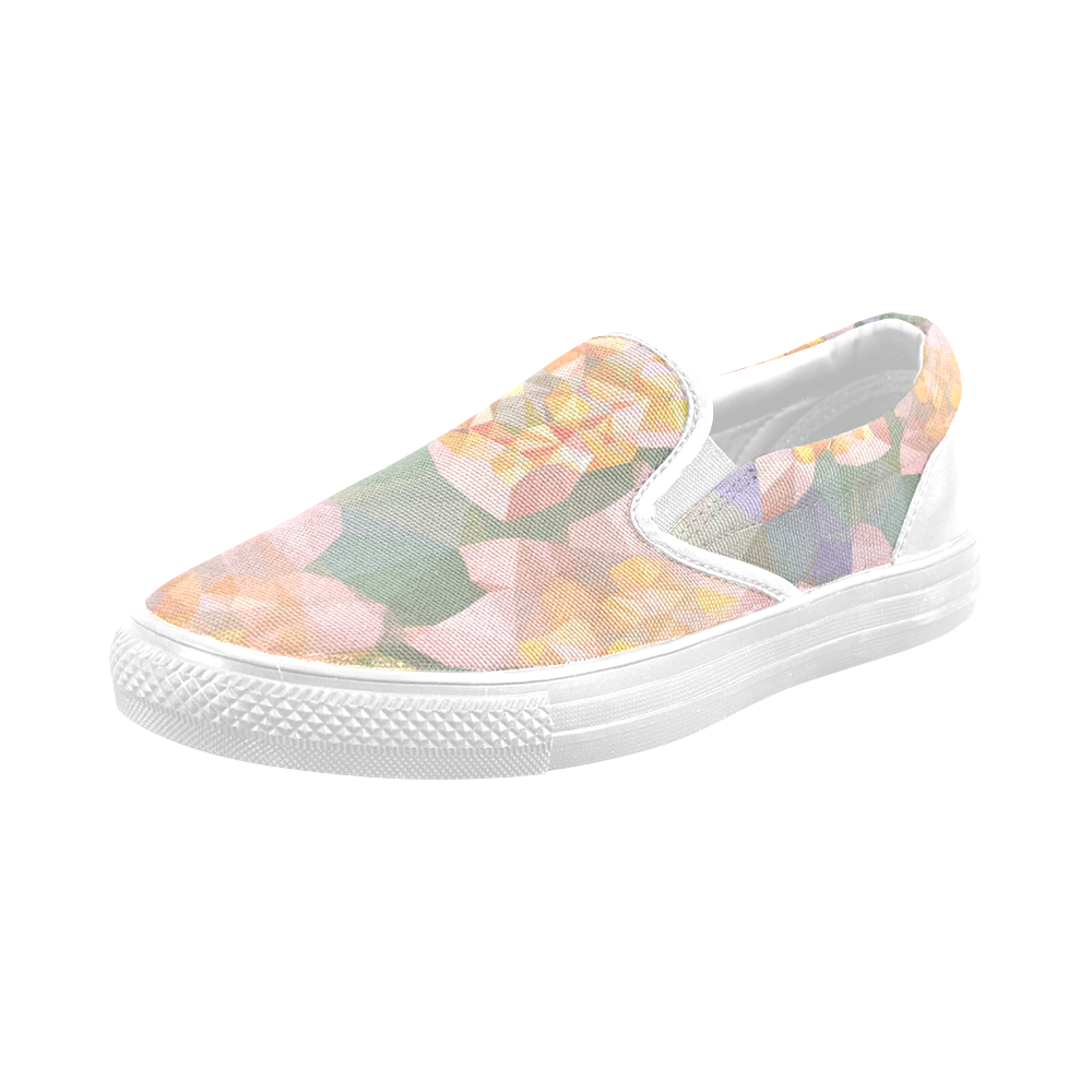 Low Poly Flowers Men's Slip-on Canvas Shoes (Model 019)
