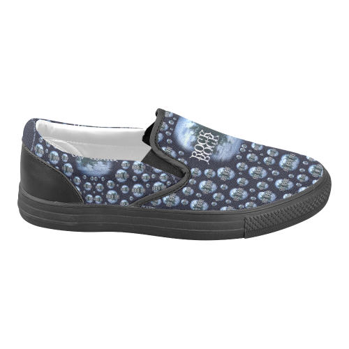 One Woman One Island And Rock On Men's Unusual Slip-on Canvas Shoes (Model 019)