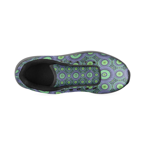 Green and Blue Stitched  Pattern Women’s Running Shoes (Model 020)