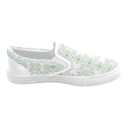 Blue and Green watercolor pattern Men's Slip-on Canvas Shoes (Model 019)