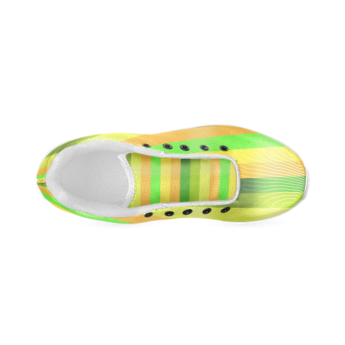 Green Orange Yellow Stripes Design Women’s Running Shoes (Model 020)