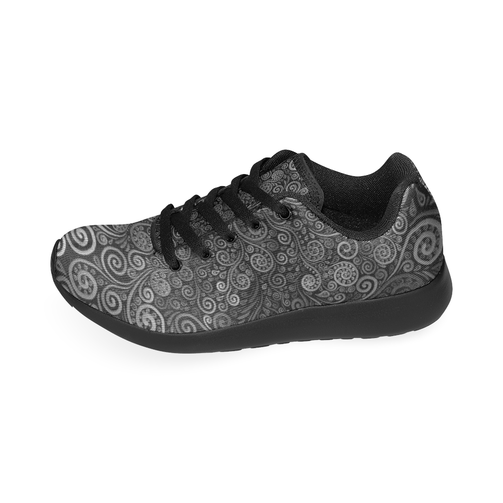 Black and White Rose Women’s Running Shoes (Model 020)