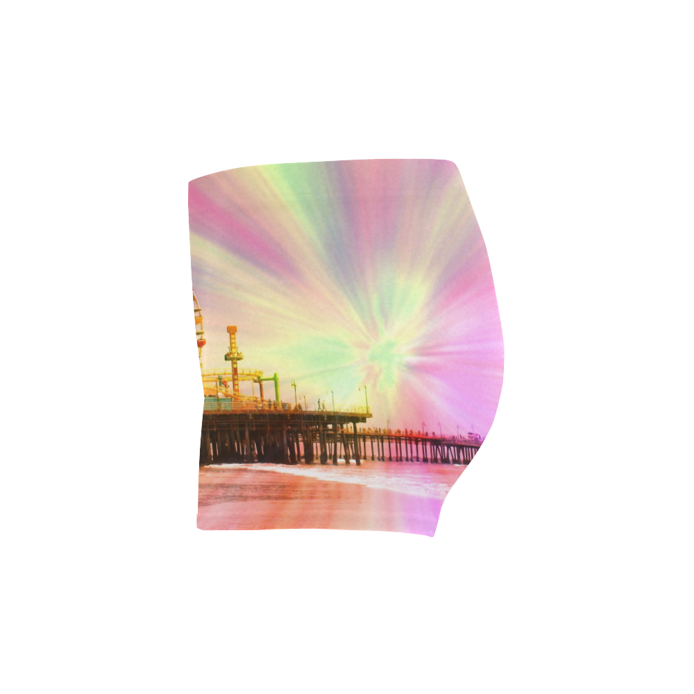 Pink Explosion Santa Monica Pier Briseis Skinny Shorts (Model L04)