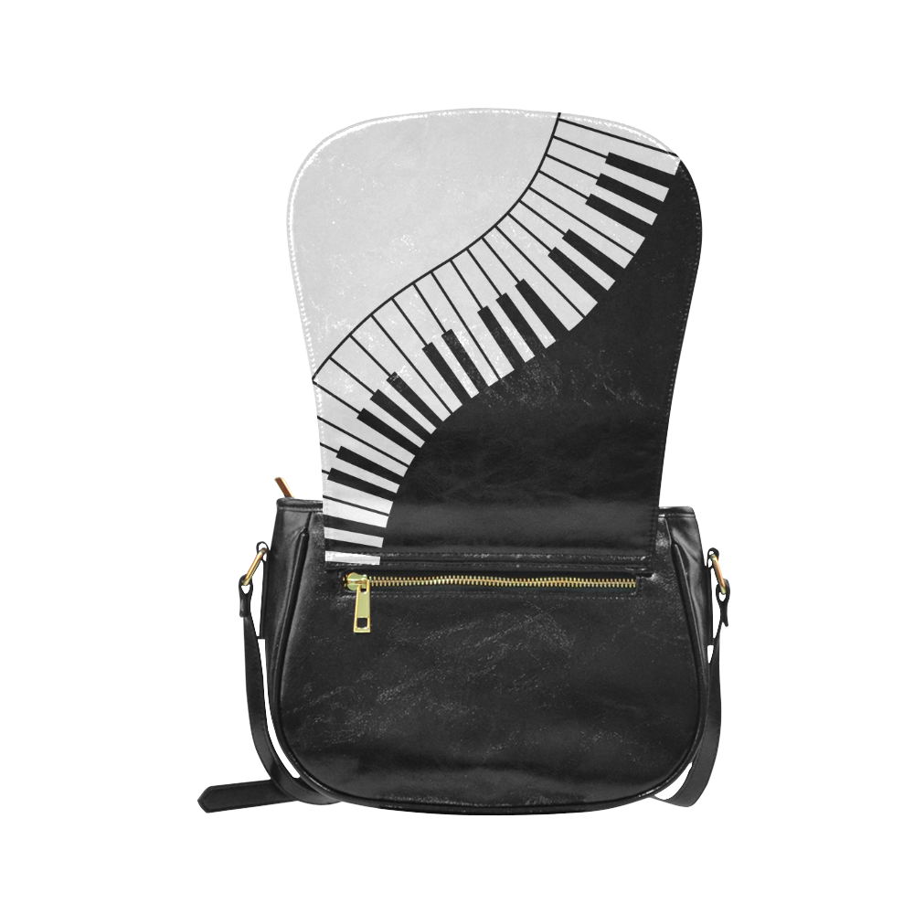 Black and White Music Keyboard by ArtformDesigns Classic Saddle Bag/Large (Model 1648)