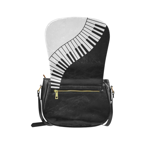 Black and White Music Keyboard by ArtformDesigns Classic Saddle Bag/Large (Model 1648)