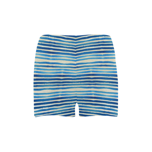 Watercolor STRIPES grunge pattern - blue Briseis Skinny Shorts (Model L04)