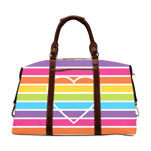 striped love rainbow heart Classic Travel Bag (Model 1643)
