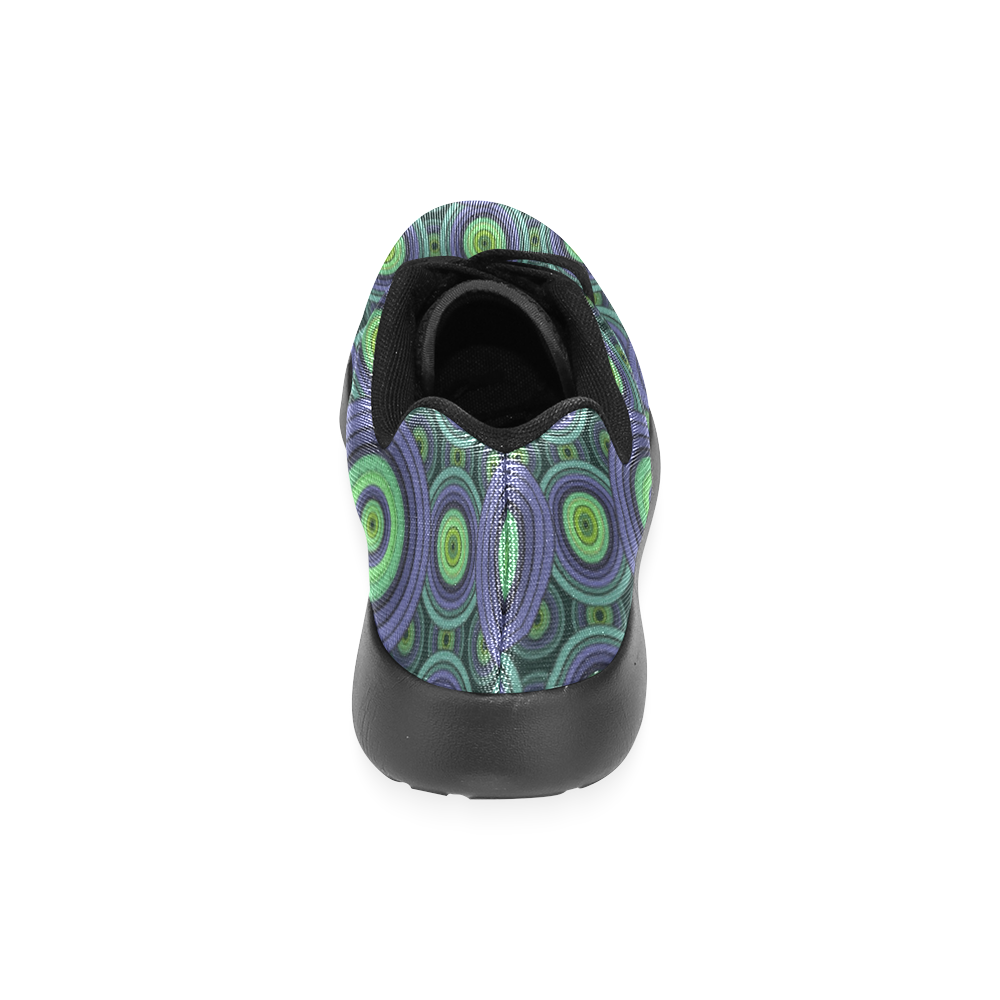 Green and Blue Stitched  Pattern Men’s Running Shoes (Model 020)