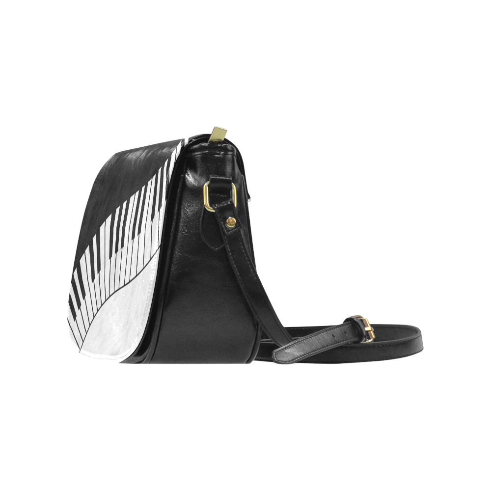 Black and White Music Keyboard by ArtformDesigns Classic Saddle Bag/Small (Model 1648)