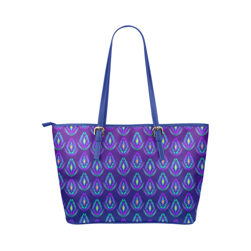 Peacock Feathers Pattern by ArtformDesigns Leather Tote Bag/Small (Model 1651)