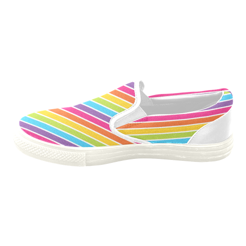 rainbow stripes Women's Unusual Slip-on Canvas Shoes (Model 019)