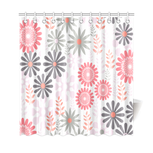 Floral abstract in pink and grey Shower Curtain 69"x72"