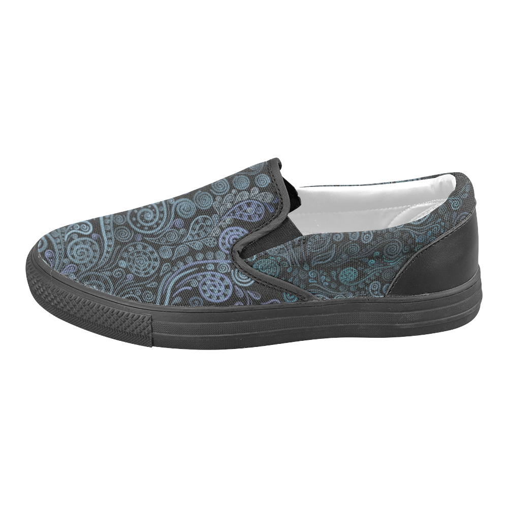3D ornaments - psychedelic blue Men's Unusual Slip-on Canvas Shoes (Model 019)