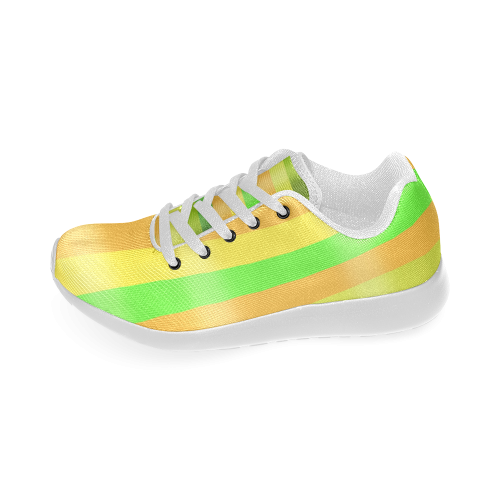 Green Orange Yellow Stripes Design Women’s Running Shoes (Model 020)