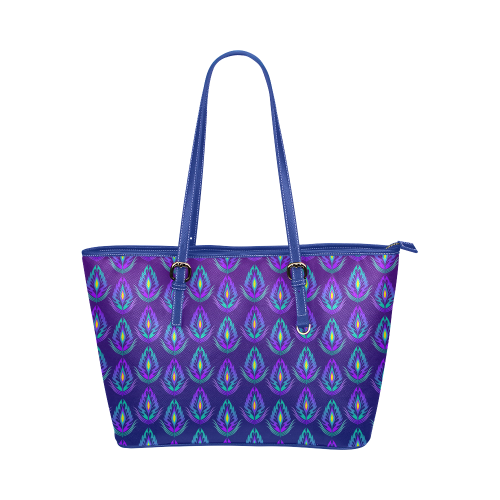 Peacock Feathers Pattern by ArtformDesigns Leather Tote Bag/Large (Model 1651)