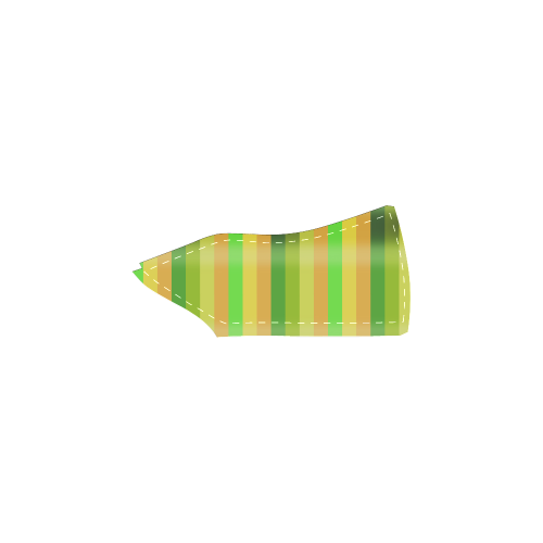 Green Orange Yellow Stripes Design Women's Unusual Slip-on Canvas Shoes (Model 019)