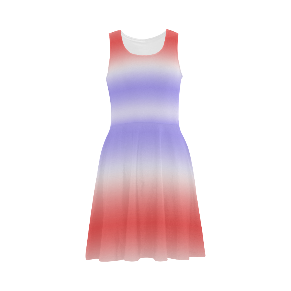 Blue Red Green Soft Stripes Atalanta Sundress (Model D04)