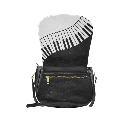 Black and White Music Keyboard by ArtformDesigns Classic Saddle Bag/Small (Model 1648)