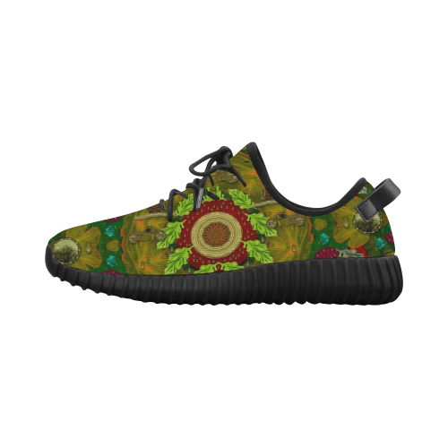 Panda Bears with motorcycles in the mandala forest Grus Men's Breathable Woven Running Shoes (Model 022)