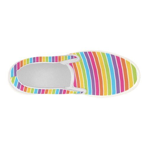 rainbow stripes Women's Slip-on Canvas Shoes (Model 019)