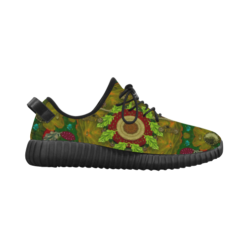 Panda Bears with motorcycles in the mandala forest Grus Men's Breathable Woven Running Shoes (Model 022)