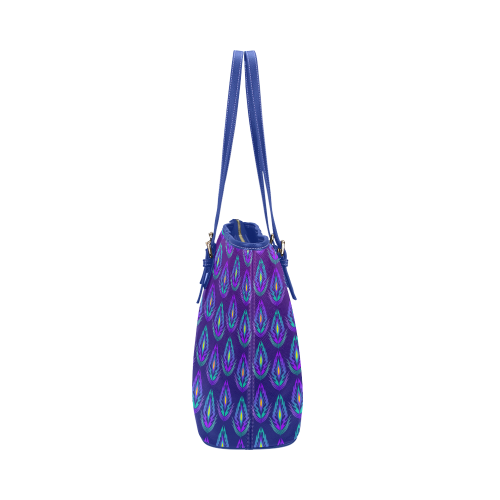 Peacock Feathers Pattern by ArtformDesigns Leather Tote Bag/Large (Model 1651)