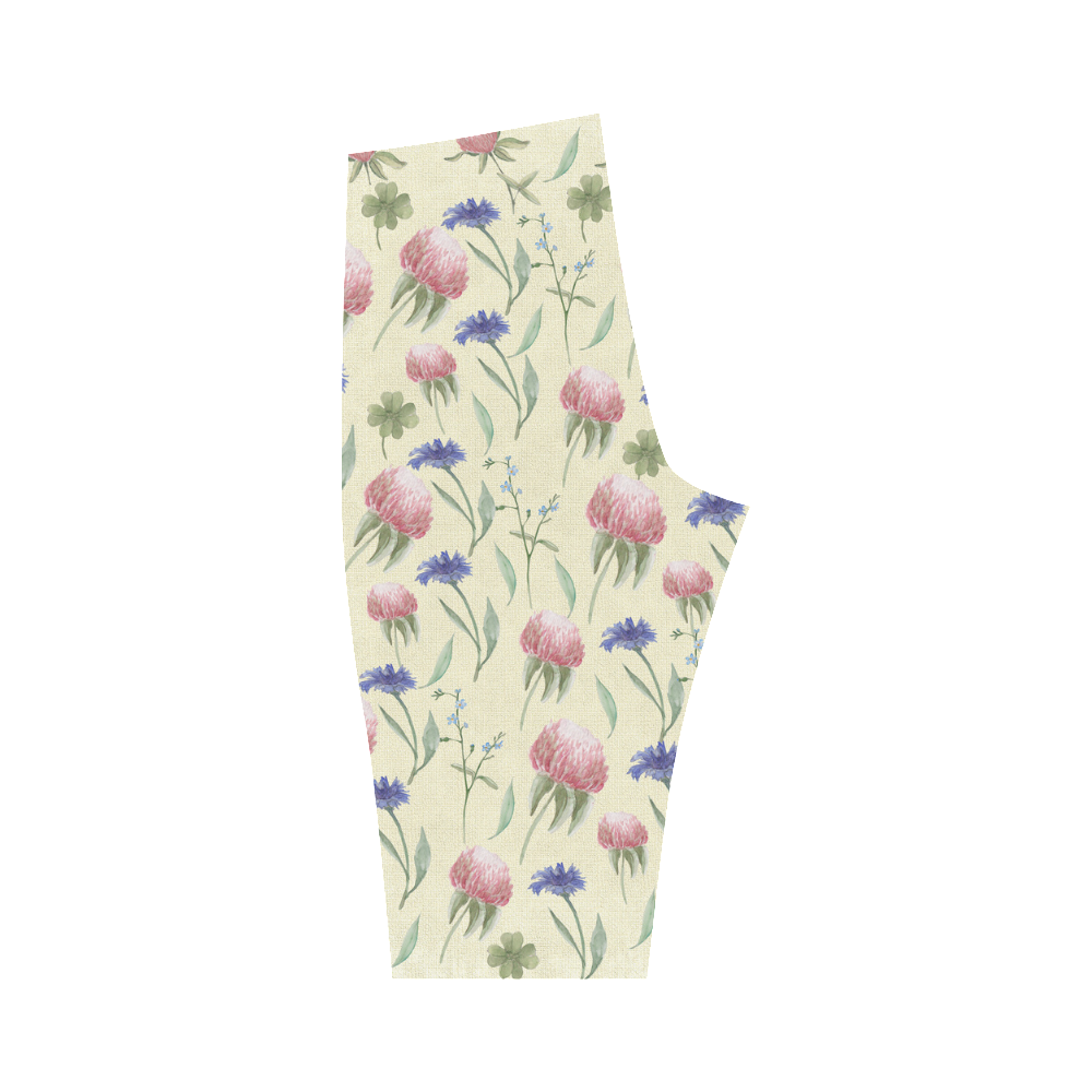Field of wild flowers Hestia Cropped Leggings (Model L03)
