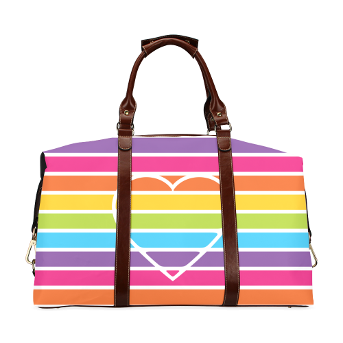 striped love rainbow heart Classic Travel Bag (Model 1643)