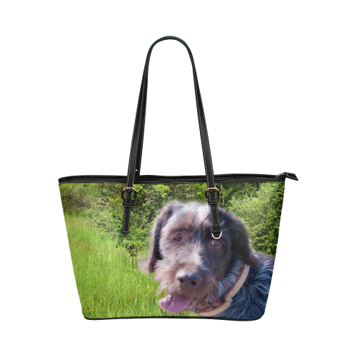 Dog Wirehaired Pointing Griffon Leather Tote Bag/Large (Model 1651)