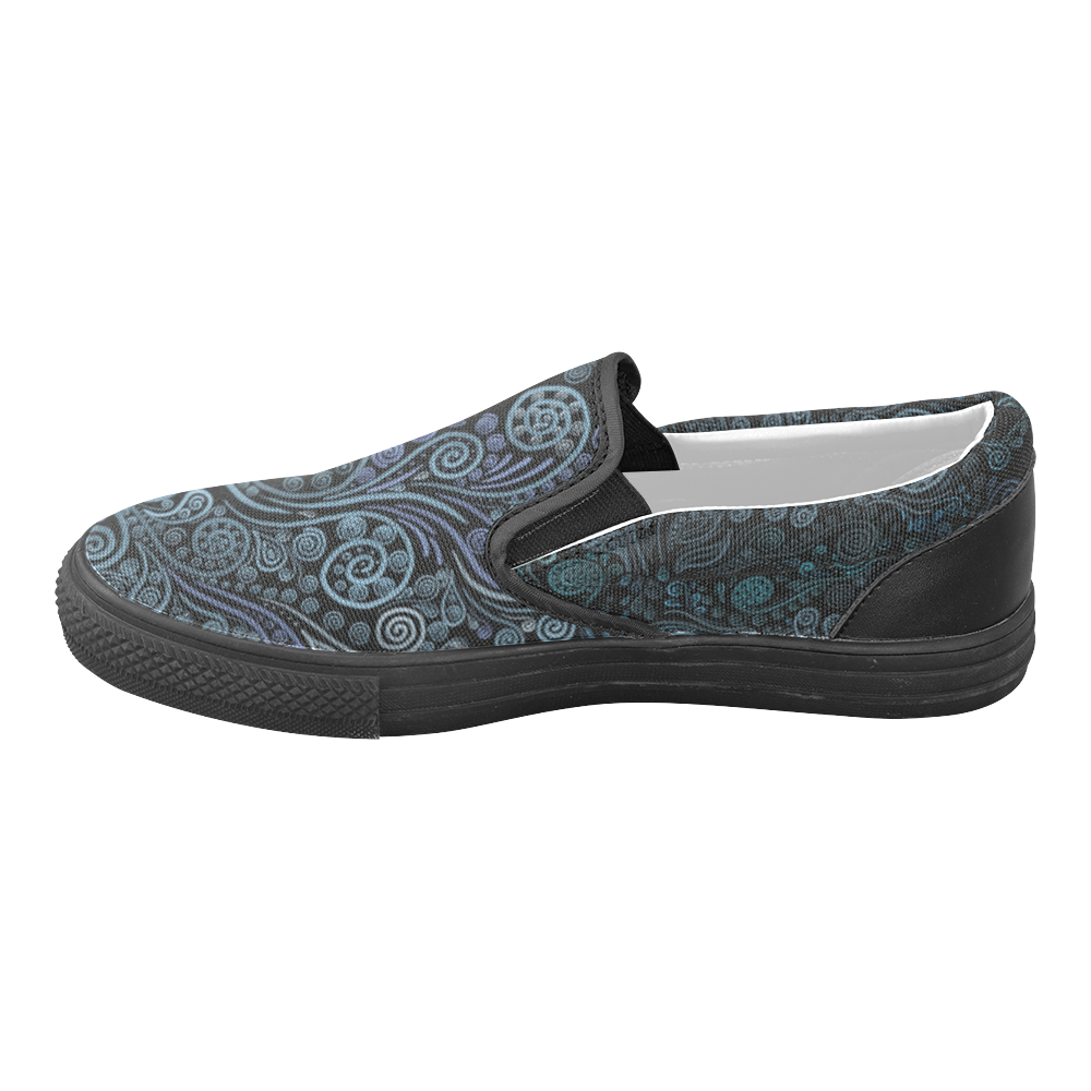 3D ornaments - psychedelic blue Men's Unusual Slip-on Canvas Shoes (Model 019)