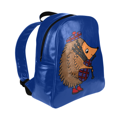 Funny Hedgehog Playing Bagpipes Multi-Pockets Backpack (Model 1636)